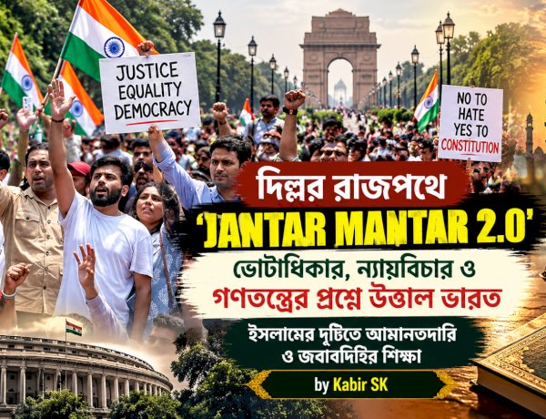 দিল্লির রাজপথে ‘Jantar Mantar 2.0’—ভোটাধিকার, ন্যায়বিচার ও গণতন্ত্রের প্রশ্নে উত্তাল ভারত, ইসলামের দৃষ্টিতে আমানতদারি ও জবাবদিহির শিক্ষা